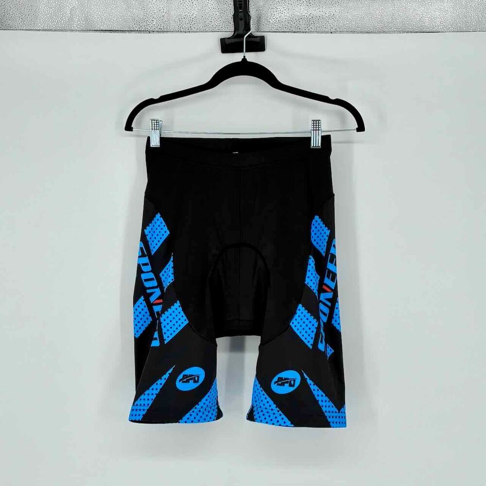 Sponeed Men's Black and Blue Padded Cycling Shorts - Size L